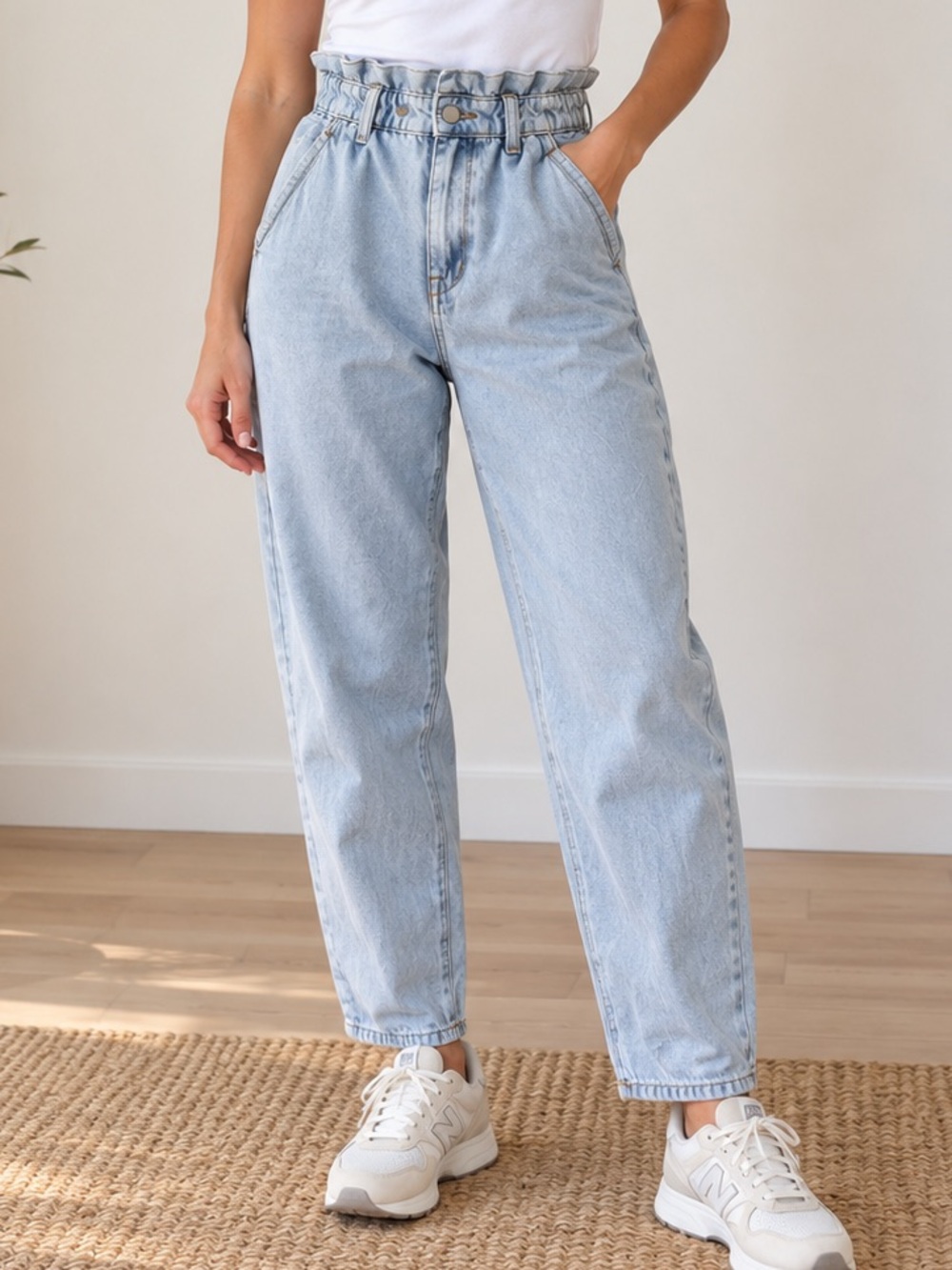 Zara Light Wash High Rise Jogger Jeans Women Size 8 Streetwear Loose Fit Casual
